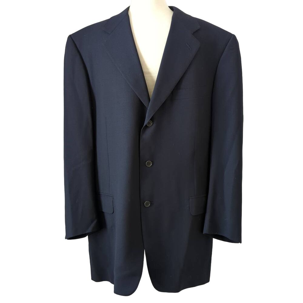 Canali Suit Jacket 54 Italy Navy Blue Blazer‎ Woolmark Pure Wool Luxury Italian